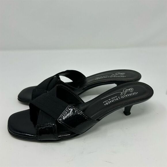 Donald J. Pliner Black Kitten Heel Slip On Dressy Sandals Open Toe Size 8 - Picture 6 of 12